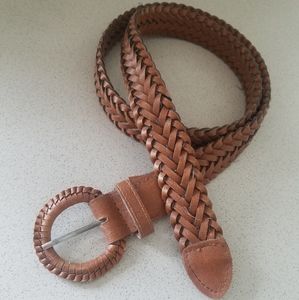 Braided Tan Leather Belt